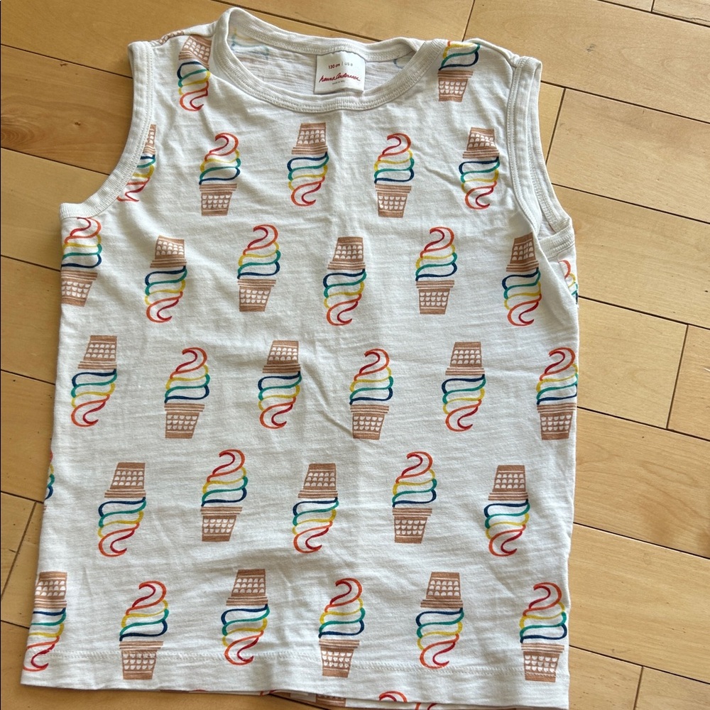 Hanna Andersson White Tank Top with Rainbow Ice Cream Print